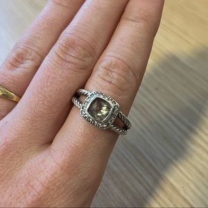 David Yurman Albion Petite Ring with Prasiolite Gemstone & Diamonds (size 8)